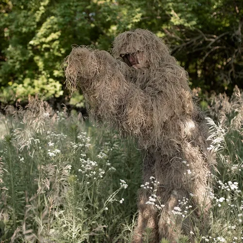 Vista 8 de VIVO Trajes Ghillie, tamaños para adultos y jóvenes, estilos de camuflaje de hierba seca, hojas y bosques