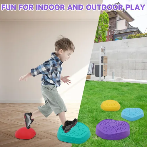 Vista 6 de Juego de 11 piedras antideslizantes para niños, bloques de equilibrio para interiores y exteriores, equipo de fitness para niños, promueve
