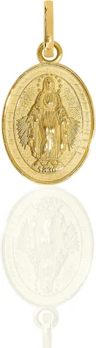 Vista 2 de forme di Lucchetta - pequeño dije colgante de medalla milagrosa de oro de 14 K - Fina joyería católica italiana - Dije para collar de la Bendita