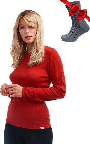 Vista 7 de 100% lana merino capa base mujer - camisa térmica de manga larga con 165 gris carbón