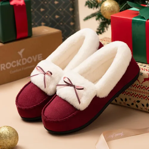Vista 6 de RockDove Pantuflas tipo mocasín de microgamuza con forro de piel sintética para mujer