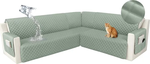 Vista 43 de HDCAXKJ Funda seccional de esquina impermeable para sofá de terciopelo en forma de L, fundas para sofá para mascotas, perros, suaves, resistentes