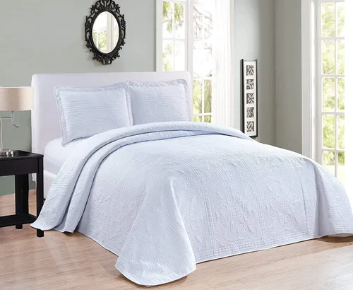 Vista 2 de Elegant Home - Colcha de 3 piezas con estampado floral a rayas de color sólido