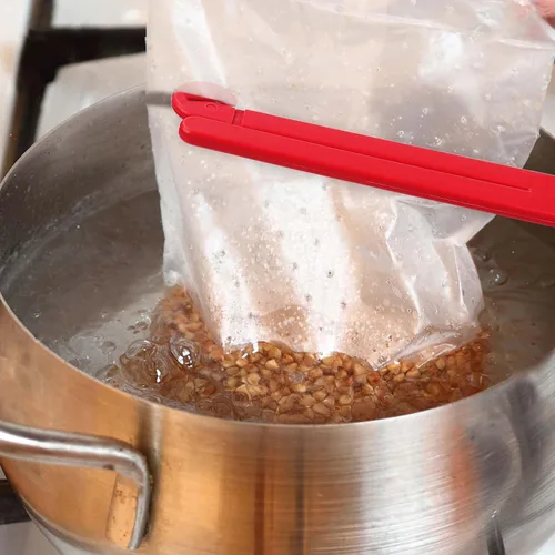 Vista 5 de Abridor de bolsas de alimentos, abridor de bolsas de alimentos de plástico, hoja de acero inoxidable, exprimidor de bolsas de alimentos con ventosa
