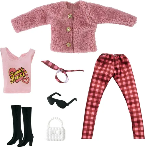 Vista 2 de Ropa de muñeca, 5 conjuntos de trajes de primavera pantalones cortavientos sombrero para muñecas de 11.5 pulgadas, accesorios estilo aleatorio (B)