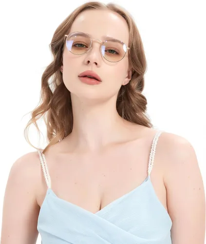 Vista 2 de Blue Light Blocking Glasses for Women Men Metal Round Frame