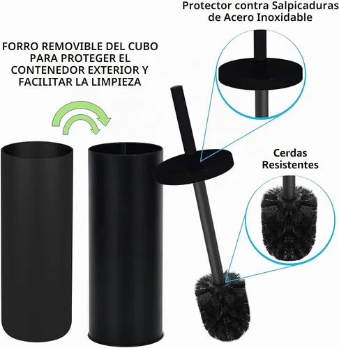 Vista 5 de Cepillo de inodoro profundo y resistente con soporte - Fregado duradero - Limpiadores de inodoro - Artículos esenciales para el hogar - Cepillo