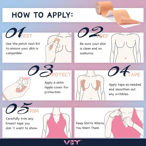 Vista 4 de Cinta de pecho para reemplazar tu brasier, cinta instantánea para el pecho, adecuada para A-G, cinta Bob para levantamiento de senos con 1 cinta