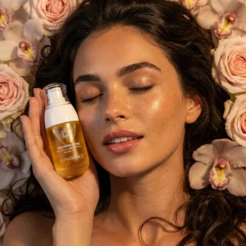 Vista 7 de YUNASENCE ORCHIDEE VITAE - Suero de aceite facial antienvejecimiento orgánico precioso, aceite facial con flor de orquídea, argán, maracuja, papaya