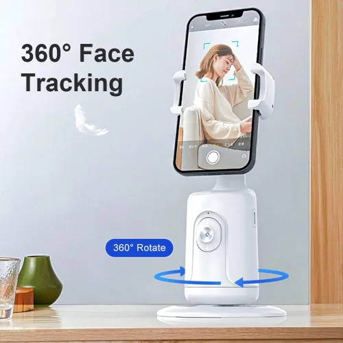Vista 3 de Andoer Smart 360 grados Auto Face Tracking Gimbal Desktop Selfie Stabilizer Robot Camaraman con lente ajustable Base estable Soporte de teléfono