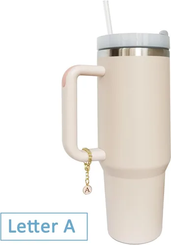 Vista 4 de Accesorios de dije de letra para vaso Stanley, 2 unidades, identificación con inicial de nombre, personalizable, para vaso Stanley