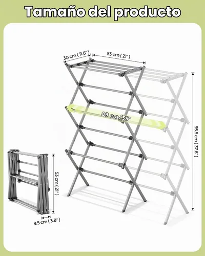 Vista 2 de APEXCHASER Estante de Secado de Ropa, Perchero Plegable para Ropa, Estante de Secado de Lavandería Expandible, Pequeño Perchero para Ropa de Bebé