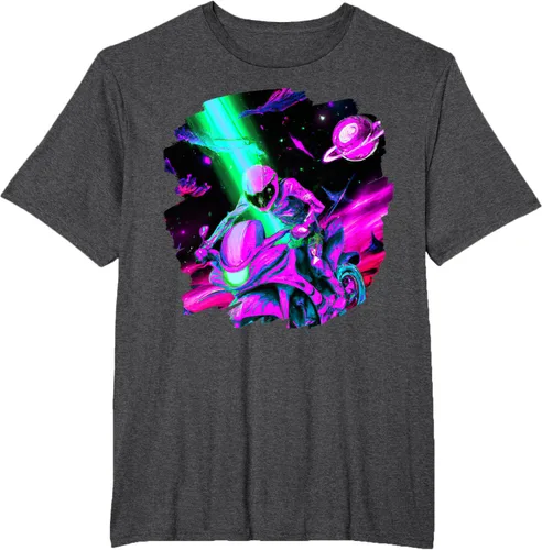 Vista 17 de Camiseta de motociclista espacial para motociclista astronauta, Negro, S