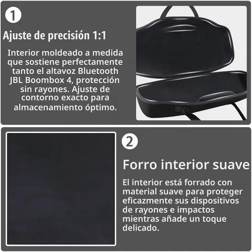 Vista 4 de co2CREA Funda rígida para altavoz Bluetooth portátil JBL Boombox 4, color Estuche negro
