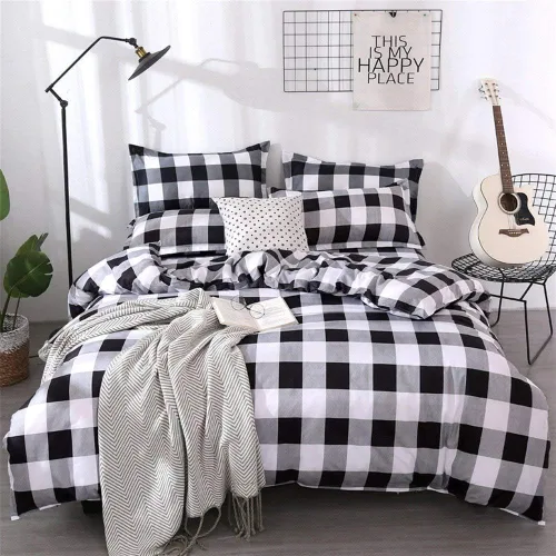 Vista 23 de Juego de funda de edredón geométrica negra Twin XL, juego de ropa de cama a rayas negras y blancas, moderno, suave, de lujo, de microfibra