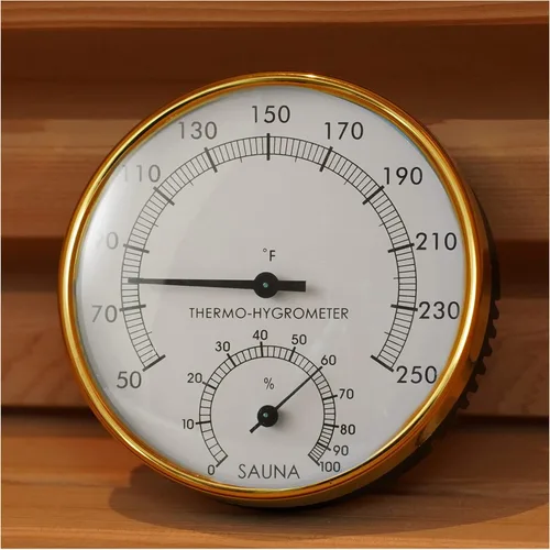 Vista 9 de Termómetro de sauna en Fahrenheit, termómetro higrómetro de sauna 2 en 1, medidor preciso de temperatura y humedad para saunas, accesorios de sauna