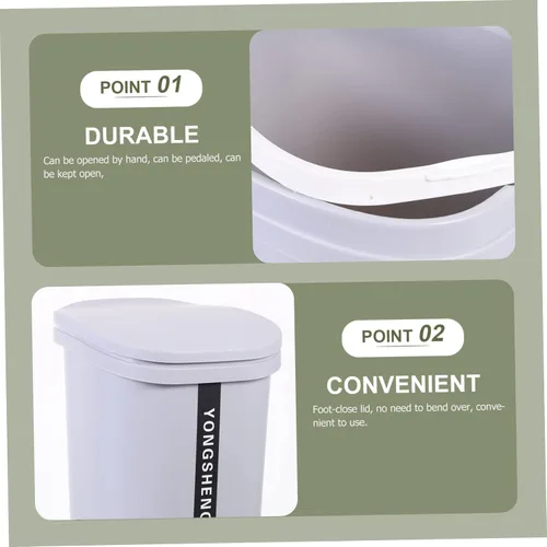 Vista 3 de Zerodeko Bote de basura de pedal de pie 10l Cesta de basura tapa de paso en el hogar Contenedor de basura estilo nórdico