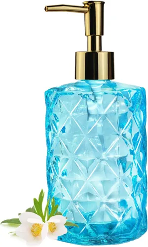 Vista 15 de Dispensador de jabón verde para baño, dispensador de jabón líquido de manos verde esmeralda recargable con bomba de plástico ABS para baño, jabón
