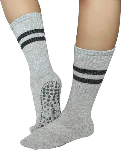 Vista 5 de JCZANXI Calcetines de yoga con empuñaduras para mujer, calcetines antideslizantes para yoga, pilates, barras, danza Calcetines acolchados ideales