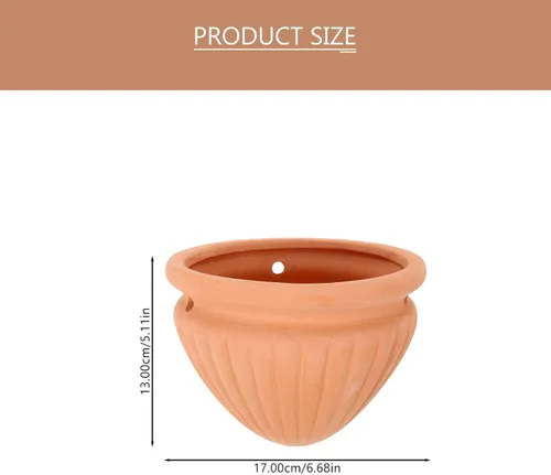 Vista 6 de Yardwe 1 juego de maceta colgante para plantas, elegante maceta de fresa, drenaje de cerámica, material para hierbas y decoración de jardín elegante