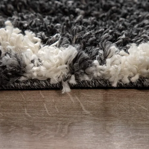 Vista 2 de Paco Home Alfombra bohemia en antracita con patrón de diamante moderno, diseño escandinavo, tamaño: 2 x 3 pies 3 pulgadas
