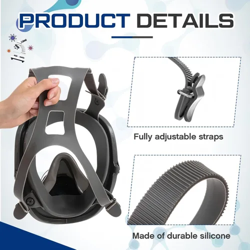 Vista 3 de Jecery 1 Pcs Silicone Head Harness Strap for Full Facepieces 6000 Series Respiratory Protection, Compatible with 6000 Series 6700, 6800, 6900 Head