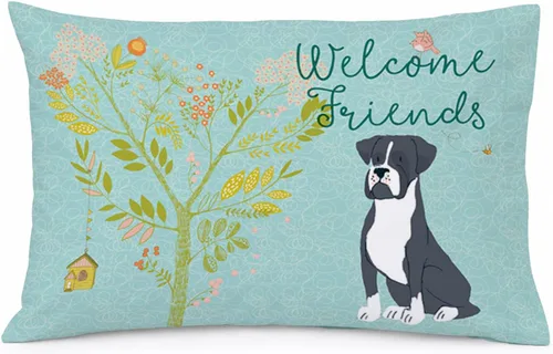 Vista 47 de Caroline's Treasures BB7625PILLOWCASE - Funda de almohada decorativa de tela con texto en inglés "Welcome Friends" Airedale Terrier estándar