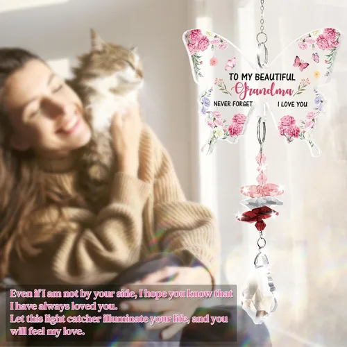 Vista 4 de Funnli Regalos para abuela, regalos de cumpleaños para abuela, atrapasoles de cristal, Navidad, cumpleaños, día de la madre, Acción de Gracias, día