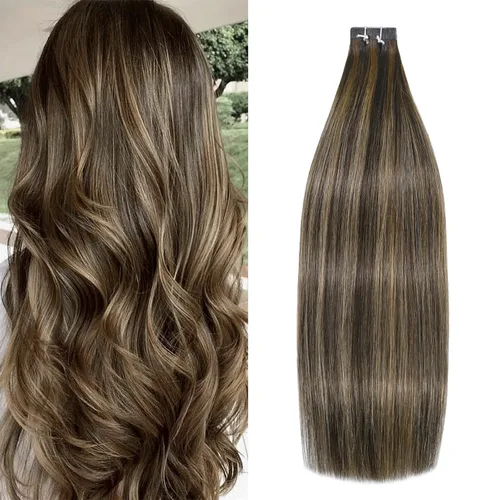 Vista 13 de WindTouch Extensiones de cabello humano con cinta adhesiva, color rojo, 20 unidades, 14 pulgadas, #rojo, 1.06 oz