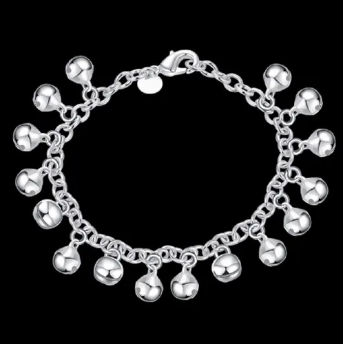 Vista 2 de LRGKMCWTOB 925 plata esterlina joyería de plata popular joyería de plata joyería de moda pulsera de cadena de campana ajustable pulsera señoras