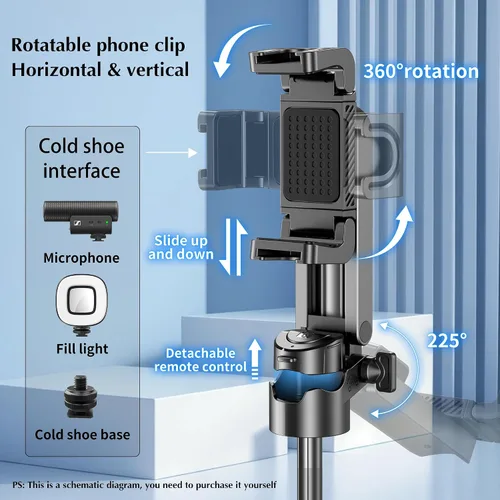 Vista 3 de Mini trípode para selfie, 3 en 1, mini trípode extensible para teléfono with Detachable Remote Pocket Size, Phone Grip, 10m Wireless Shutter, Vlog