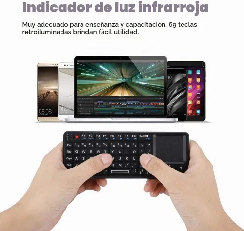 Vista 2 de Teclado táctil inalámbrico de 2.4 GHz, súper delgado y ligero, recargable, ultra delgado, USB retroiluminado, Plug and Play, compatible con HTPC