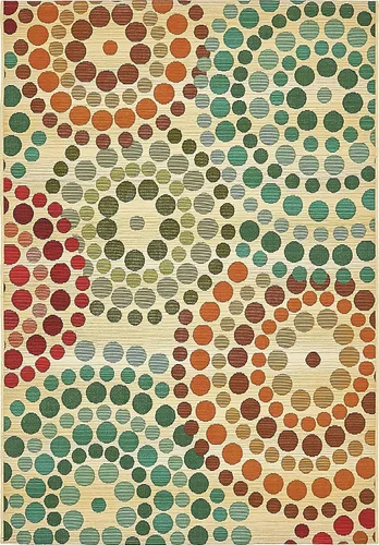 Vista 8 de Unique Loom Outdoor Modern Collection - Alfombra de área - Spark (4 pies 1 pulgada octágono beige/borgoña)