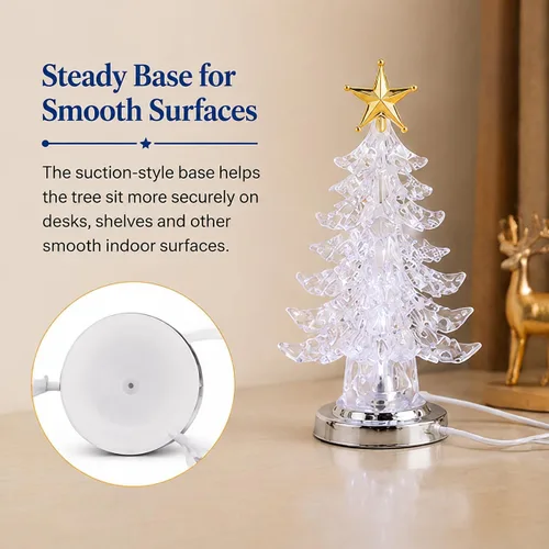 Vista 8 de Escritorio de alimentación USB multicolor brillante con ventosa LED para árbol de Navidad, luces LED brillantes para 5 pulgadas, mini 7