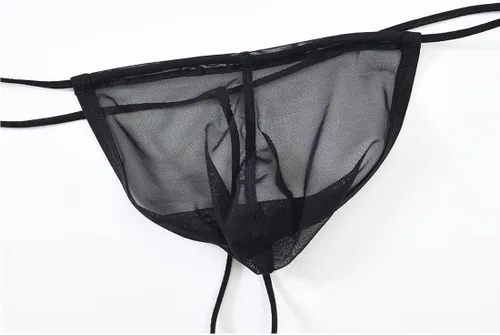 Vista 2 de TANBOM Tanga para hombre, con espalda en Y, de tiro bajo, transpirable, cómoda, de nailon, con bolsa