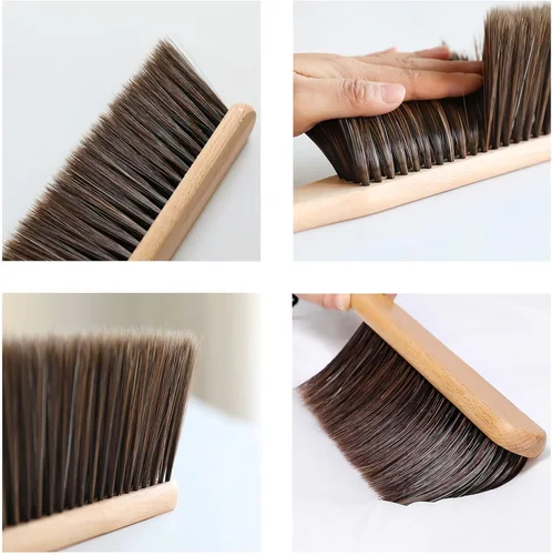 Vista 7 de Hand Broom with Horse Hair Brush and Wood Handle,Dust Brush, Counter Duster, Bench Dustpan for Furniture, Woodworking, Gardening Cleaning