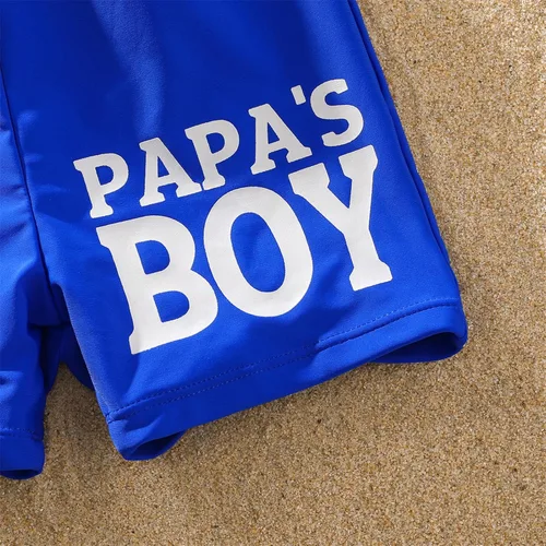 Vista 6 de PATPAT Traje de baño de una sola pieza de red sólido a juego para la familia y pantalones cortos de baño con estampado de letras