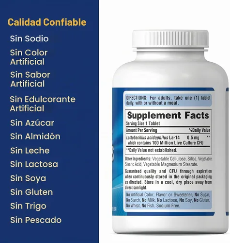Vista 6 de Puritan's Pride Suplemento probiótico, Acidophilus, cápsula, 250 unidades (paquete de 1)