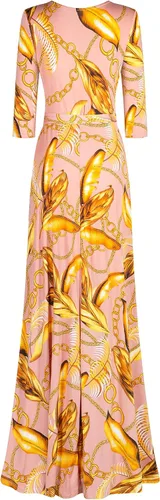 Vista 2 de MadeInUSA - Vestido largo estampado con cuello en V para mujer con mangas 34.