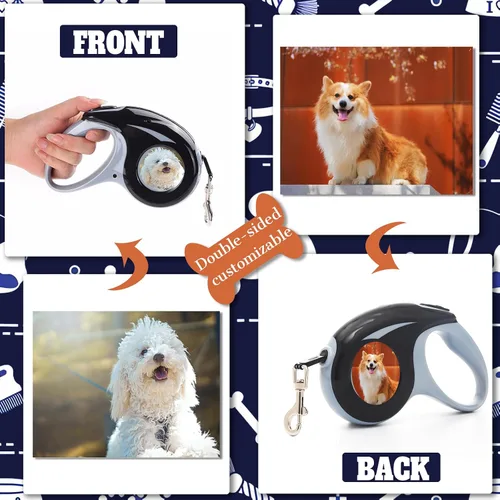 Vista 4 de Correa retráctil personalizada para perros con foto y texto, correa retráctil personalizada para perros pequeños y grandes