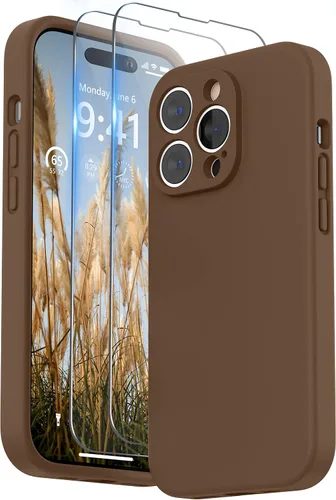 Vista 32 de SURPHY Funda diseñada para iPhone 14 Pro con protector de pantalla, (protección de cámara y forro de microfibra suave), funda de silicona líquida