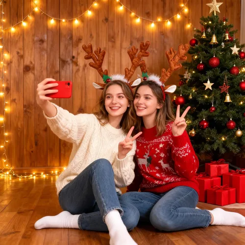 Vista 7 de TOYMYTOY Diadema de Navidad con cuernos de reno, aro para el pelo para fiesta de Navidad