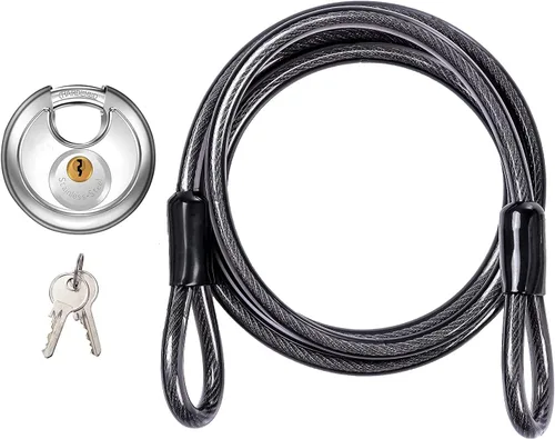 Vista 10 de DELSWIN Cable de acero de seguridad con bucles, 0.472 in (1/2 pulgada) de grosor, 4 pies, resistente cable de bloqueo de bicicleta, cables trenzados