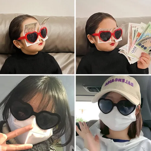 Vista 6 de Paquete de 2 lentes de difracción en forma de corazón para mujer, lentes de sol con efecto de corazón perfectos para accesorios del día de San