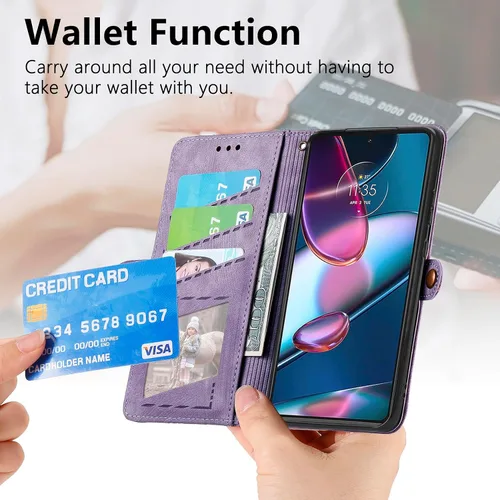 Vista 6 de Asuwish Funda para teléfono Motorola Edge + Plus 2022/Edge X30/30 Pro con protector de pantalla de vidrio templado y soporte para tarjetas