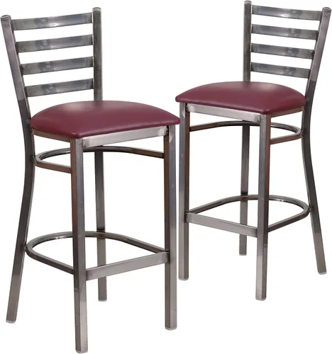 Vista 18 de Flash Furniture HERCULES Series - Taburete de bar de metal con revestimiento transparente para restaurante, asiento de madera de cerezo Asiento