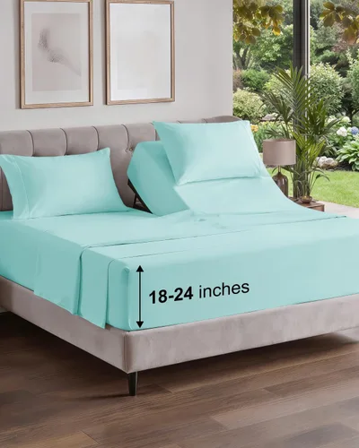 Vista 300 de Extra Deep Twin XL Sheet Set - 3 Piece College Dorm Room - White 01-Blanco