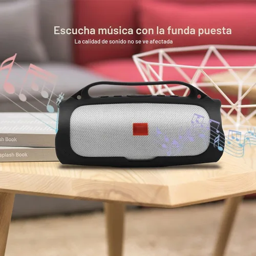 Vista 5 de Funda de silicona para altavoz portátil JBL Charge 4 impermeable, funda de transporte de viaje, funda protectora con asa, correa de hombro ajustable