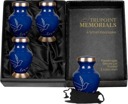 Vista 13 de Trupoint Memorials Urnas pequeñas para recuerdo de cenizas humanas, mini urna de cremación decorativa para hombres y mujeres adultos, juego de 4