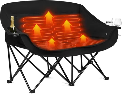 Vista 10 de Silla de camping de gran tamaño con calefacción, resistente, acolchada Negro (Allblack)